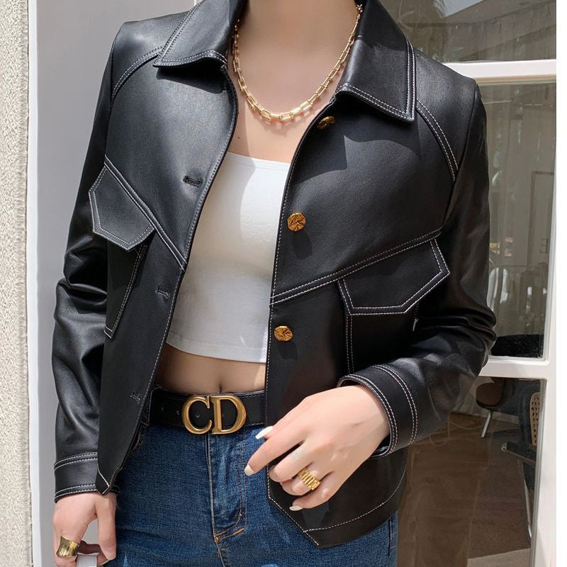 Lucille - Women's Faux Leather Biker Jacket 3