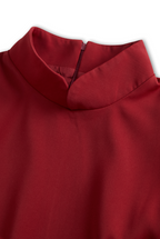 Luella - Women's Mandarin Collar Sheath Dress with Gold Belt