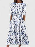 Margaret  - Women's Floral Print A-Line Midi Dress