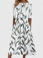 Margaret  - Women's Floral Print A-Line Midi Dress