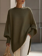 Margery - Women's Oversized Wool Blend Sweater with Ribbed Cuffs