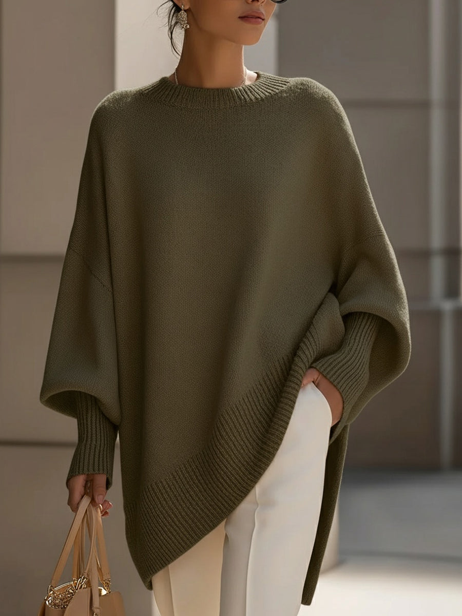 Margery - Women's Oversized Wool Blend Sweater with Ribbed Cuffs