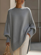 Margery - Women's Oversized Wool Blend Sweater with Ribbed Cuffs