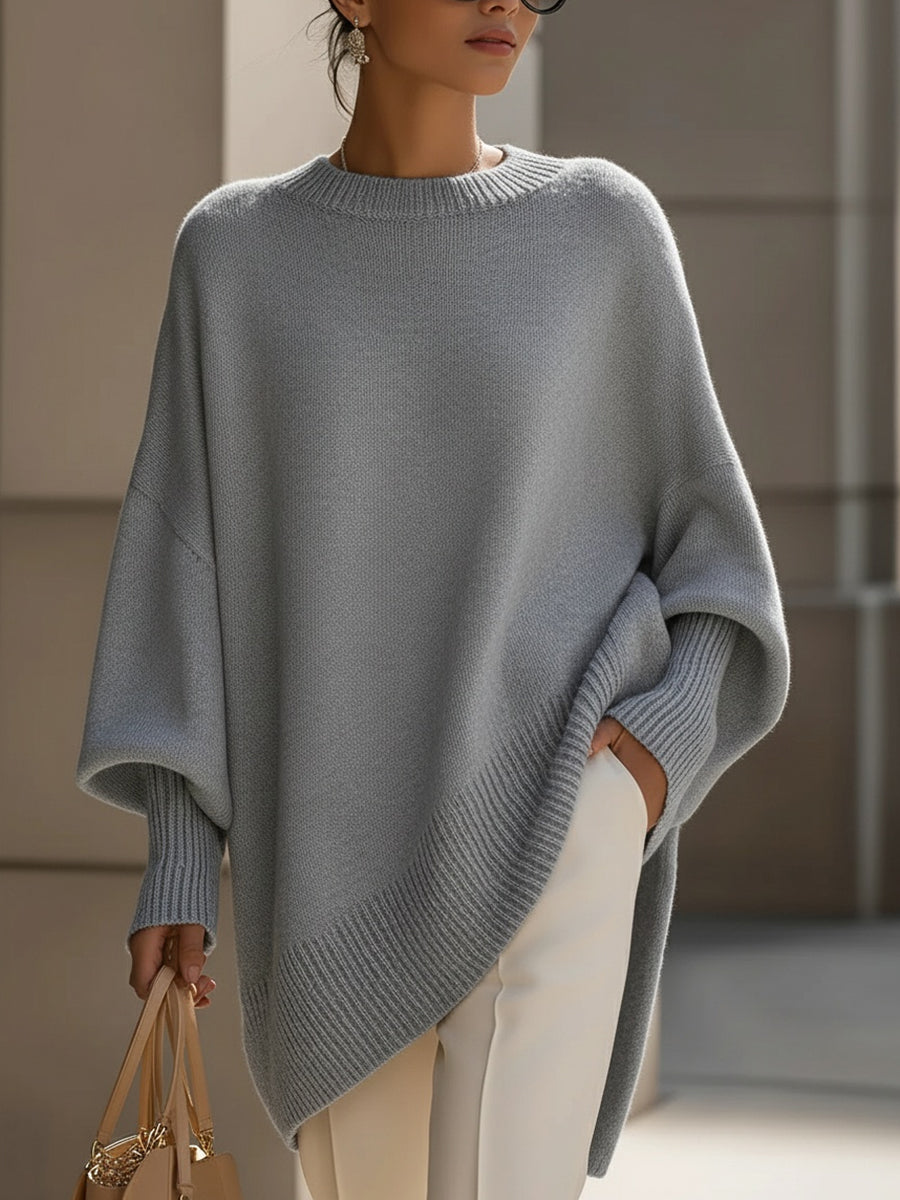 Margery - Women's Oversized Wool Blend Sweater with Ribbed Cuffs