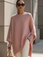 Margery - Women's Oversized Wool Blend Sweater with Ribbed Cuffs