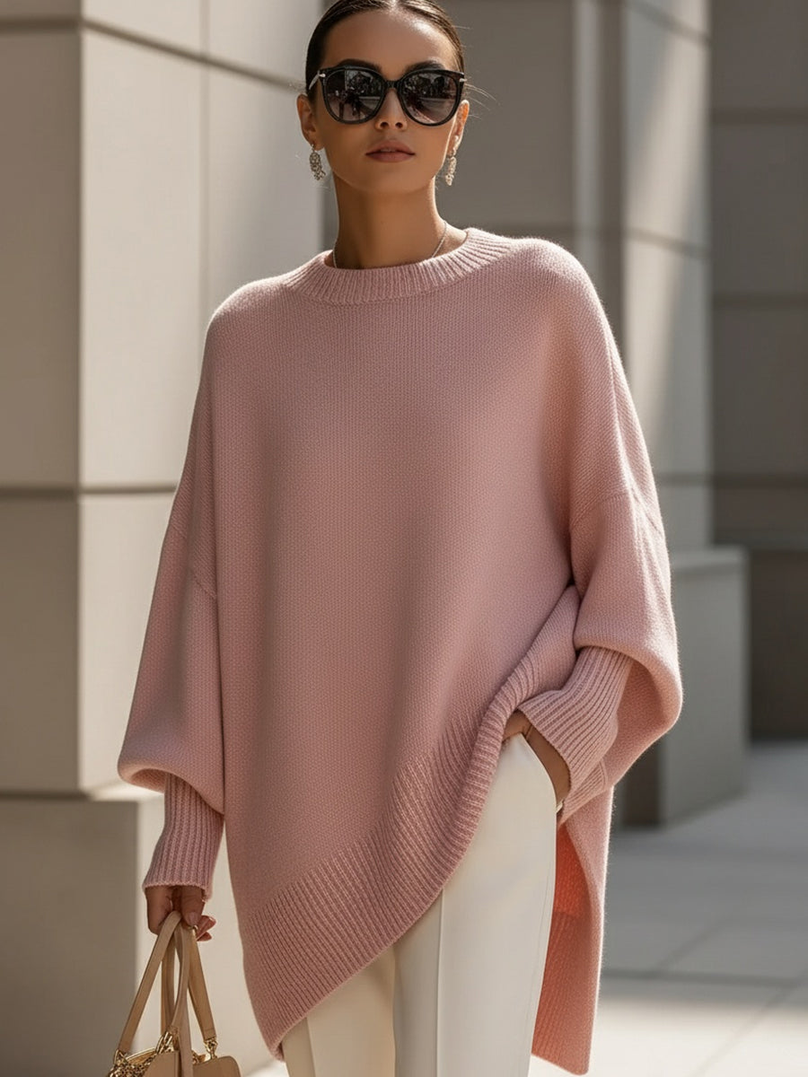 Margery - Women's Oversized Wool Blend Sweater with Ribbed Cuffs