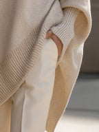 Margery - Women's Oversized Wool Blend Sweater with Ribbed Cuffs