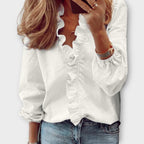 Margot - Women's Ruffle-Front Button Blouse