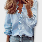 Margot - Women's Ruffle-Front Button Blouse
