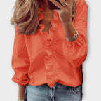 Margot - Women's Ruffle-Front Button Blouse