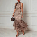 Mirabelle - Women's Polka Dot Ruffle Maxi Dress 1