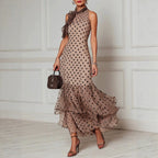 Mirabelle - Women's Polka Dot Ruffle Maxi Dress 1