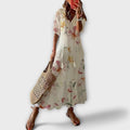 Molly - Women's Ikat-Print V-Neck Maxi Dress