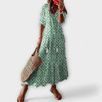 Molly - Women's Ikat-Print V-Neck Maxi Dress
