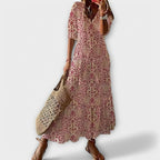 Molly - Women's Ikat-Print V-Neck Maxi Dress