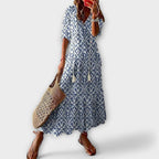 Molly - Women's Ikat-Print V-Neck Maxi Dress