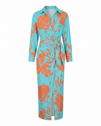 Nadira - Women's Leaf-Print Wrap Maxi Dress with V-Neckline
