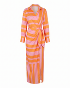 Nadira - Women's Leaf-Print Wrap Maxi Dress with V-Neckline