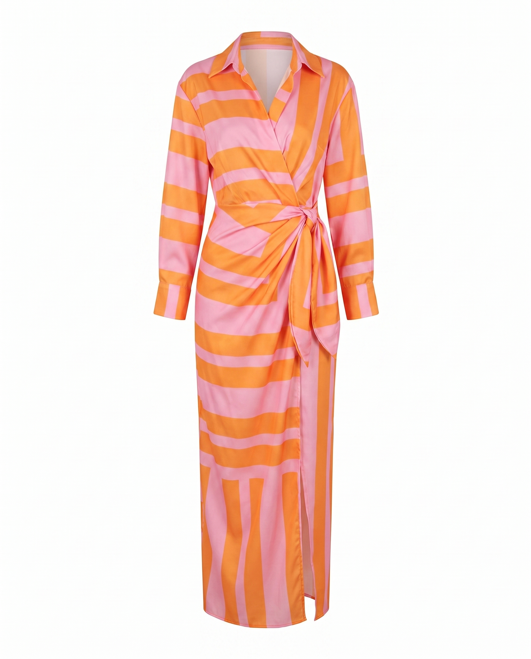 Nadira - Women's Leaf-Print Wrap Maxi Dress with V-Neckline
