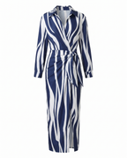 Nadira - Women's Leaf-Print Wrap Maxi Dress with V-Neckline