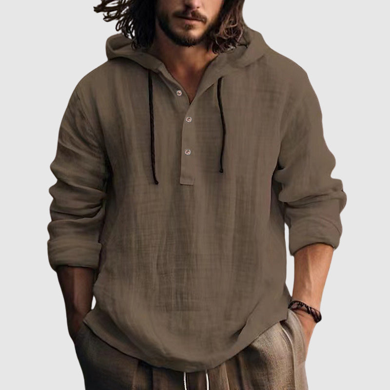 Nico - Men's Hooded Long Sleeve Cotton Shirt 2