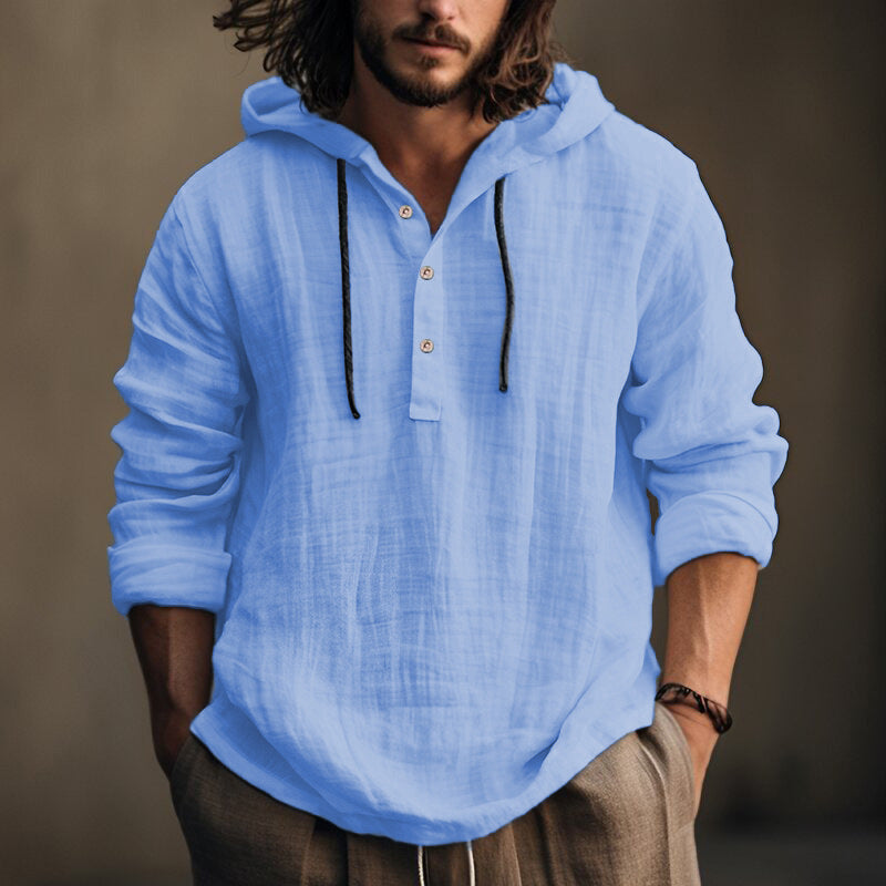 Nico - Men's Hooded Long Sleeve Cotton Shirt 3