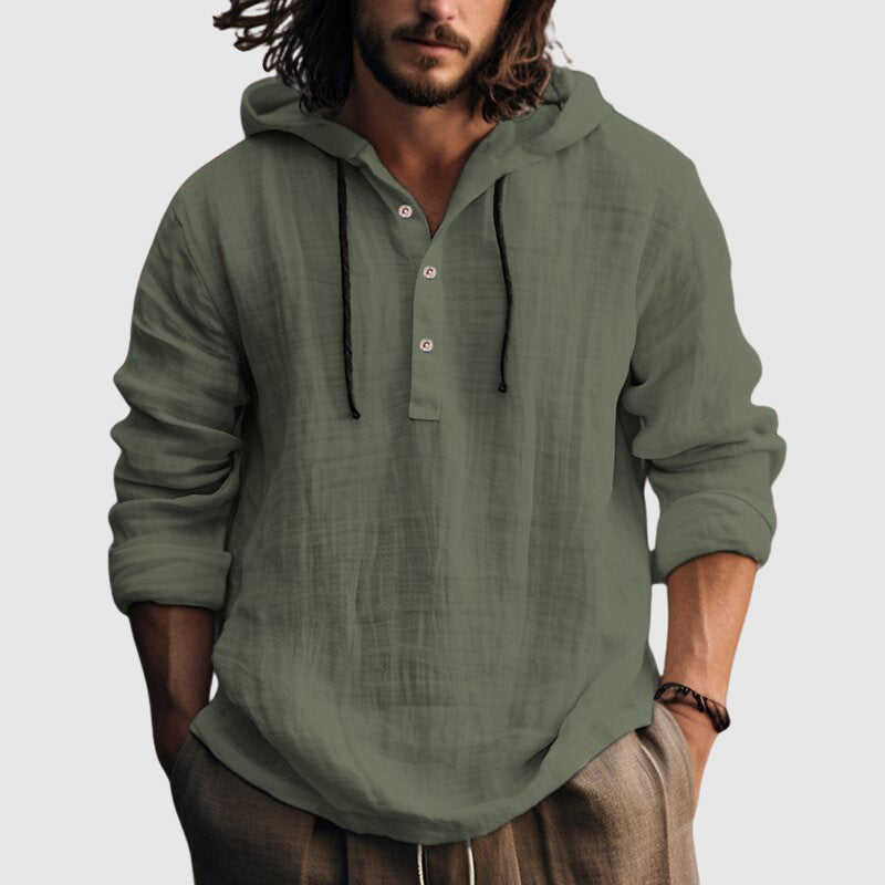 Nico - Men's Hooded Long Sleeve Cotton Shirt 5