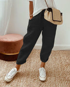 Noemi - Women's Drawstring Linen Cropped Trousers