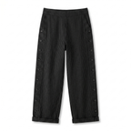 Phoebe - Women's Pinstripe Button-Panel Relaxed Trousers