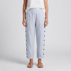 Phoebe - Women's Pinstripe Button-Panel Relaxed Trousers