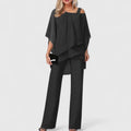 Rachel - Women's Asymmetrical Overlay Palazzo Pant Set