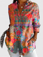 Reese - Women's Button-Front Floral Blouse