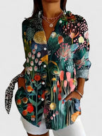 Reese - Women's Button-Front Floral Blouse