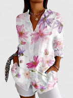Reese - Women's Button-Front Floral Blouse