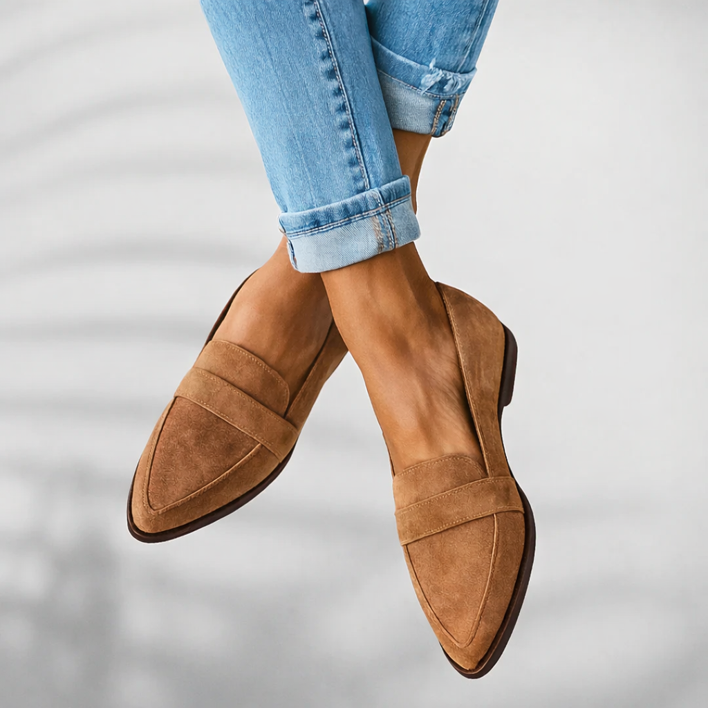 Reina - Women's Pointed-Toe Loafers with Band Detail