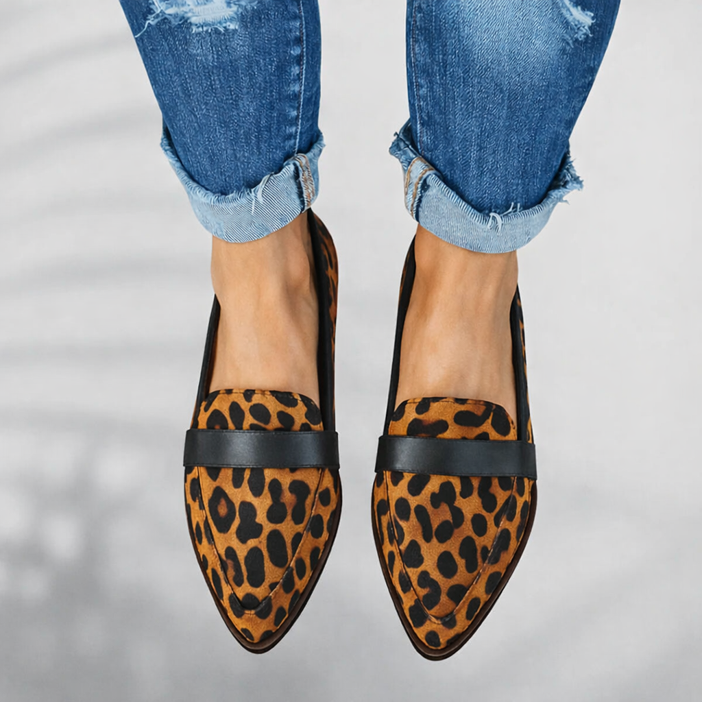 Reina - Women's Pointed-Toe Loafers with Band Detail