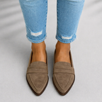 Reina - Women's Pointed-Toe Loafers with Band Detail