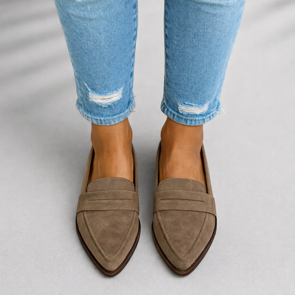 Reina - Women's Pointed-Toe Loafers with Band Detail