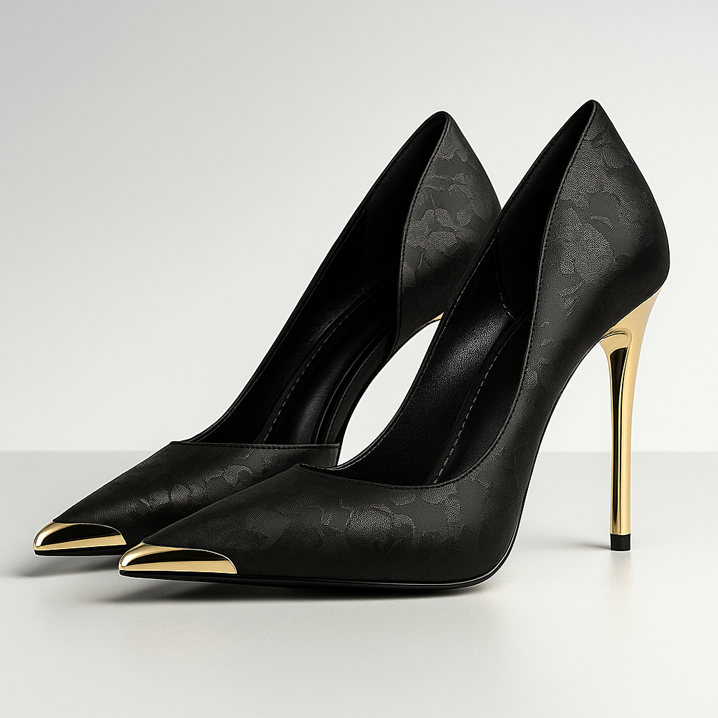Rhea - Women's Metallic-Toe Satin Jacquard Stiletto Heels