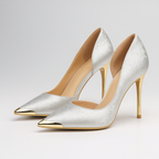 Rhea - Women's Metallic-Toe Satin Jacquard Stiletto Heels