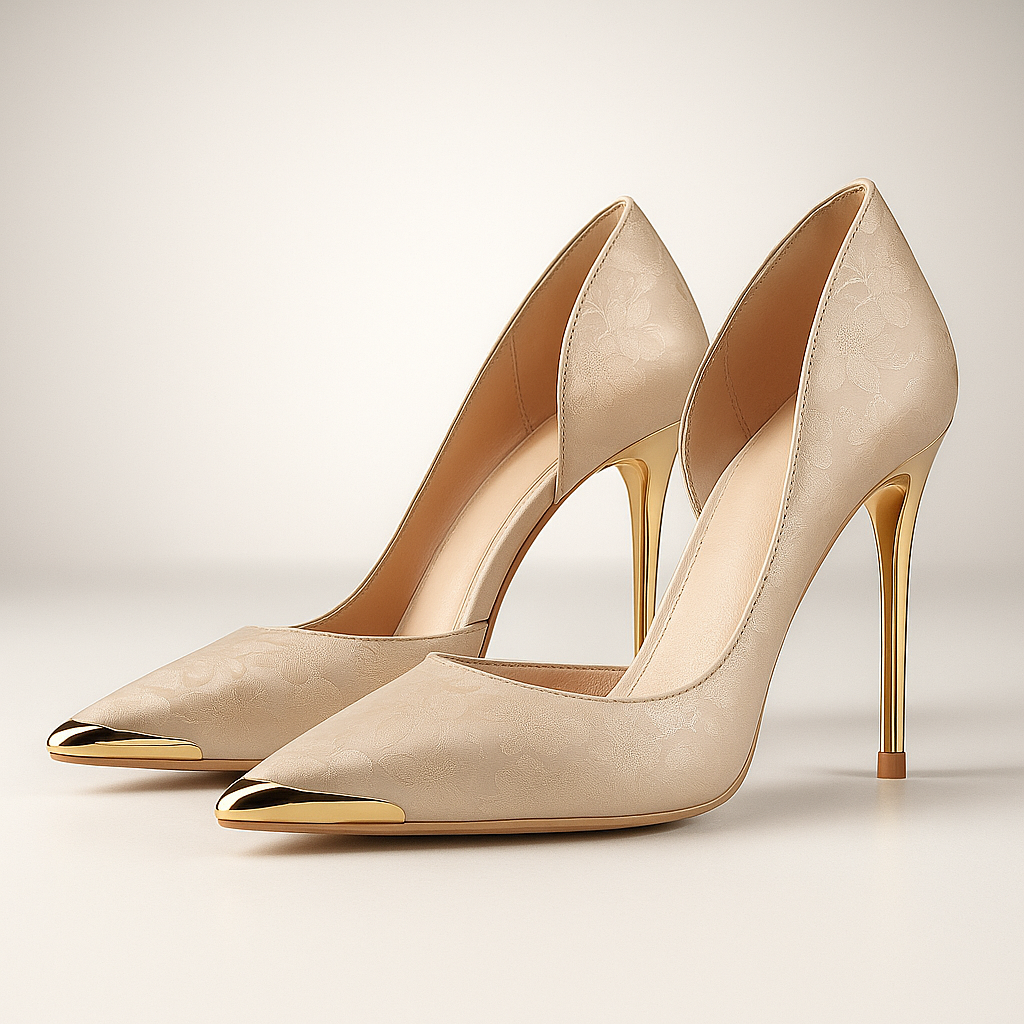 Rhea - Women's Metallic-Toe Satin Jacquard Stiletto Heels
