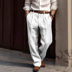 Roman - Men's Pleated Straight Fit Linen Pants 1