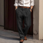 Roman - Men's Pleated Straight Fit Linen Pants 3