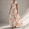 Ruth - Women's Floral Mandarin Collar A-Line Dress 1