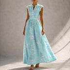 Ruth - Women's Floral Mandarin Collar A-Line Dress 2