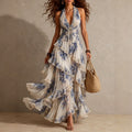 Sylvia - Women's Floral Halter Tiered Maxi Dress 1