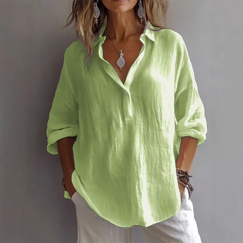Valentina - Women's Solid V-Neck Short Sleeve Blouse 3