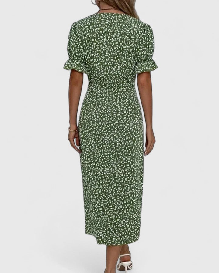 Vera - Women's Button-Front Floral Wrap Midi Dress