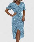Vera - Women's Button-Front Floral Wrap Midi Dress
