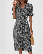 Vera - Women's Button-Front Floral Wrap Midi Dress